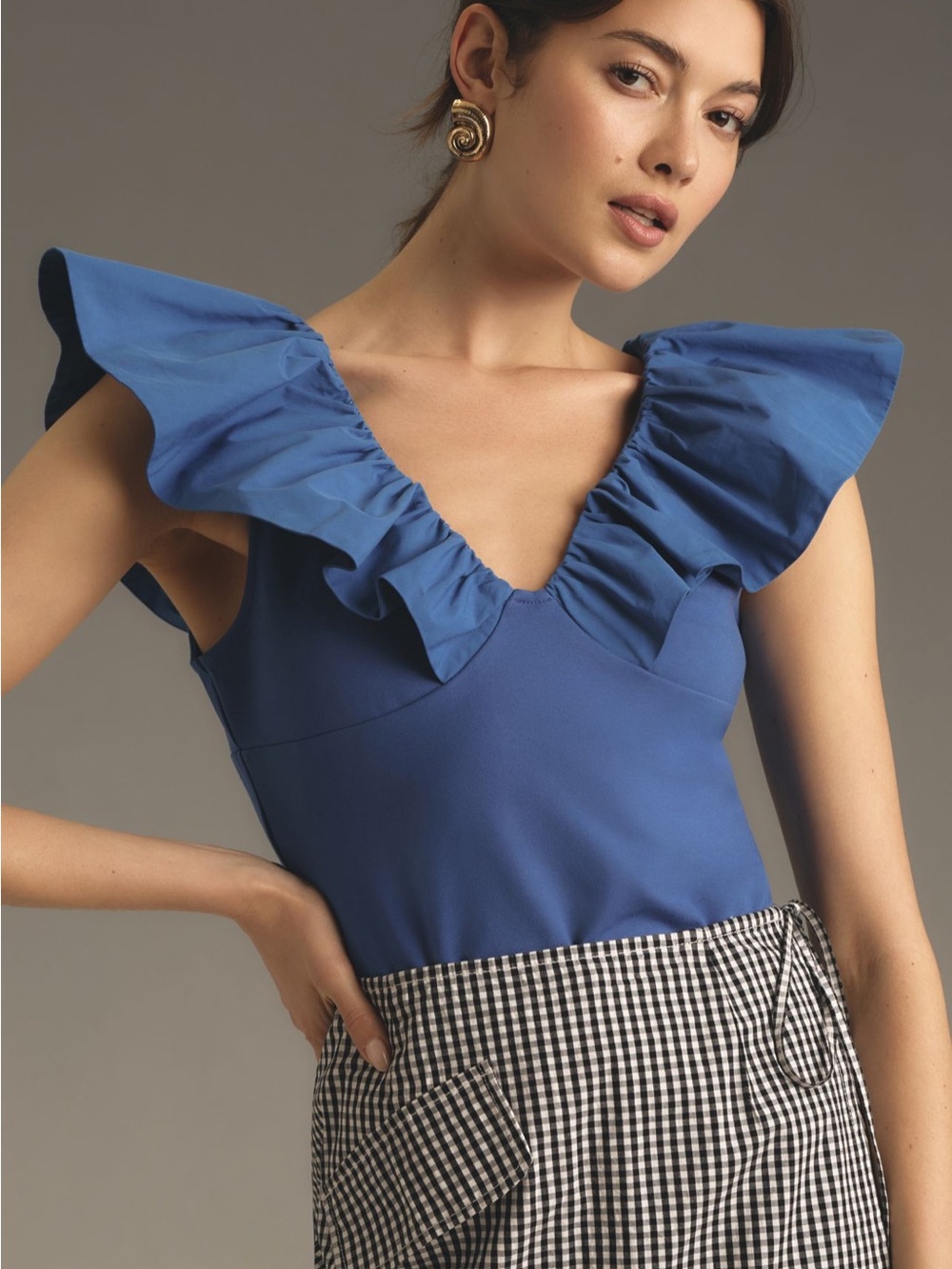NWT Dolan Ruffle V-Neck Anthropologie - size large